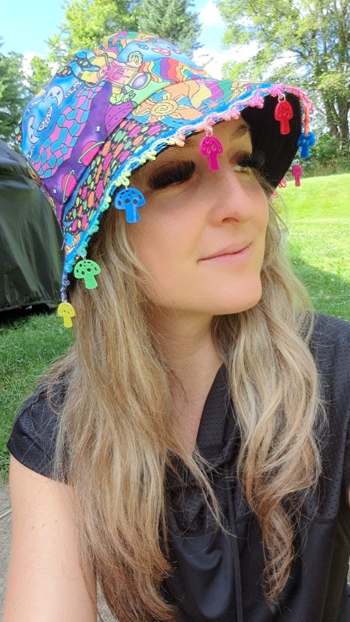 Trippy Space Mushrooms Bucket Hat